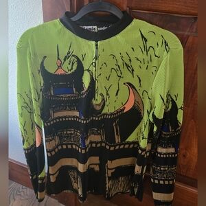 Jamie Sadock green long sleeve top. Stretchy, accordian fabric. LARGE. EUC!